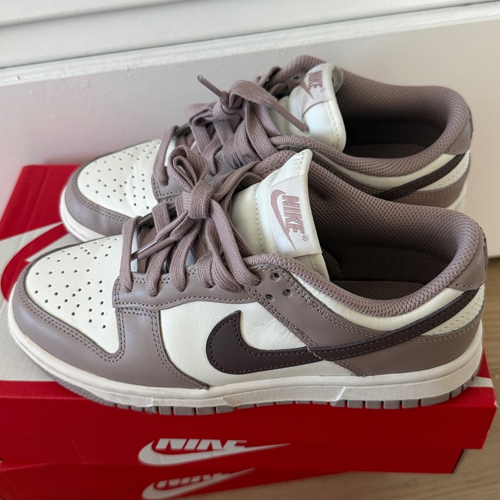 Nike Dunk Low Women's Sneakers in Sail and Plum - Picture 4 of 10